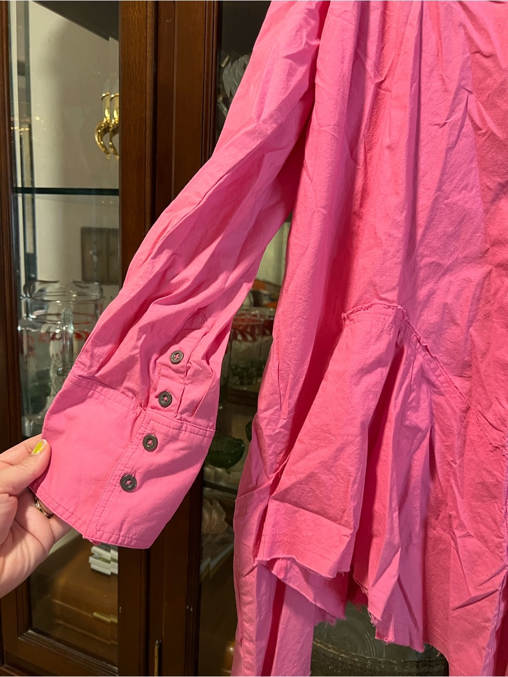 We The Free Pink Ruffle-Hem Oversized Shirt tunic - Picture 5 of 7